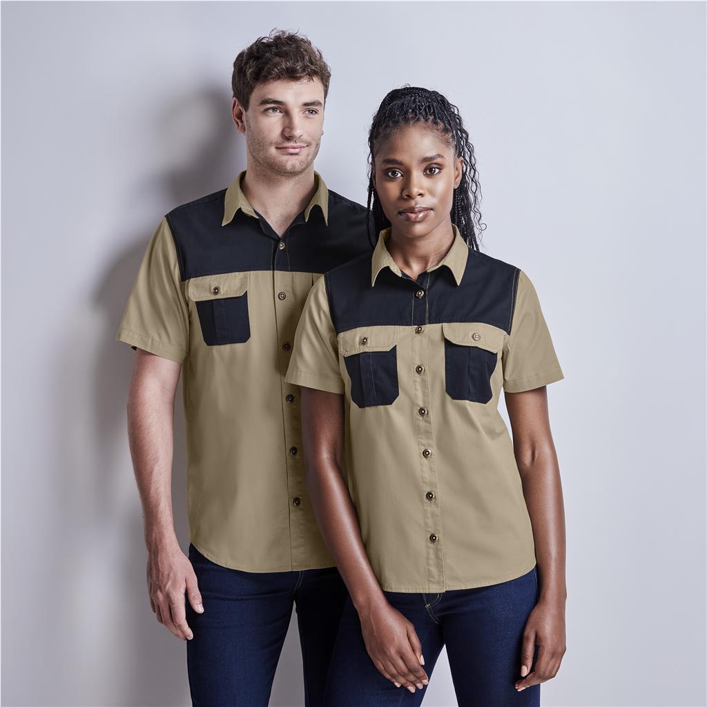 Ladies Short Sleeve Serengeti 2-Tone Bush Shirt Mirelle Leather and Lifestyle