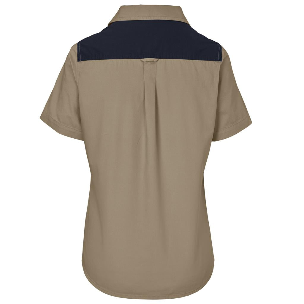 Ladies Short Sleeve Serengeti 2-Tone Bush Shirt Mirelle Leather and Lifestyle