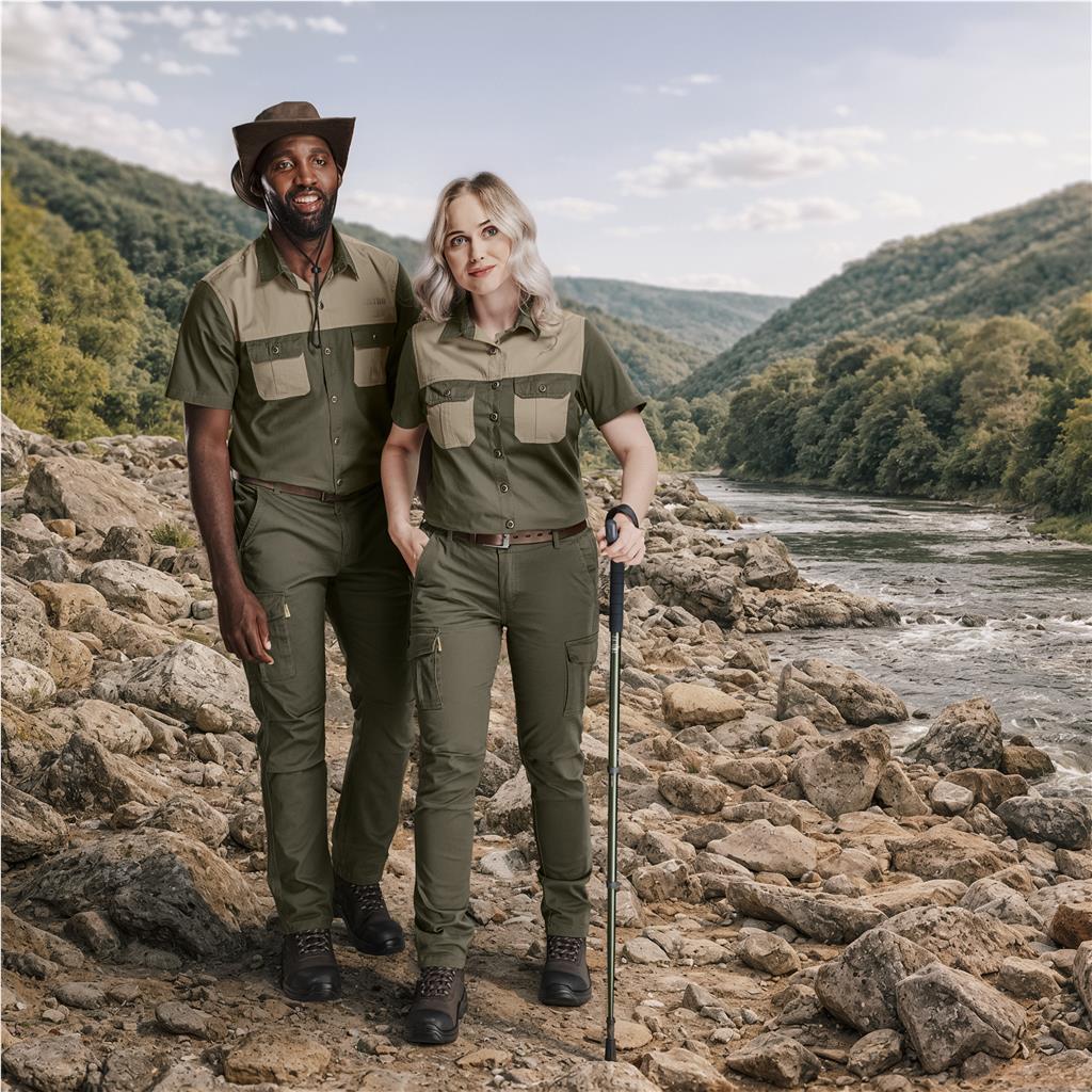 Ladies Short Sleeve Serengeti 2-Tone Bush Shirt Mirelle Leather and Lifestyle