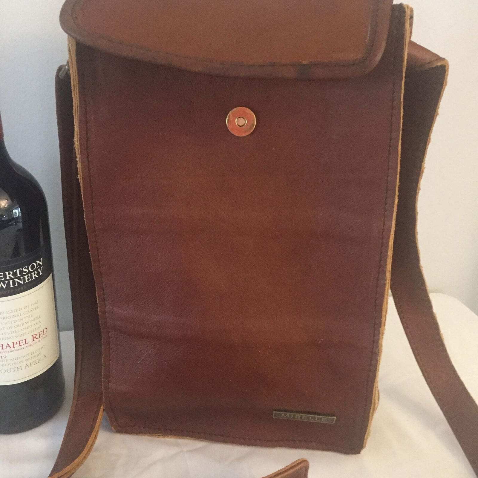 Leather 2 Bottle Sling Carrier Bag | MIRELLE ZA Food & Beverage Carriers Mirelle Leather and Lifestyle