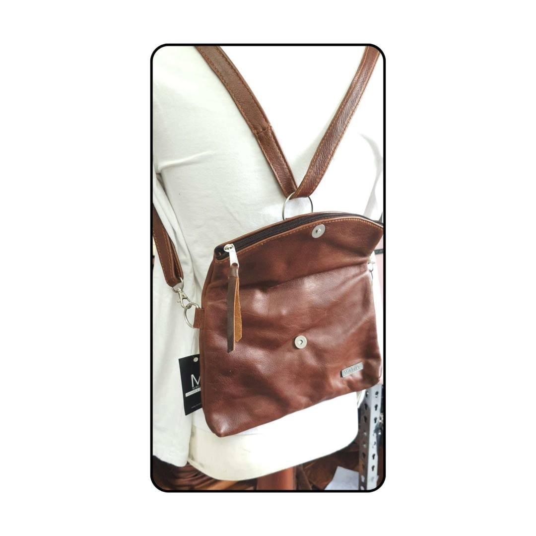 Leather 3-Way Convertible Backpack | Messenger Handbag - MIRELLE ZA Backpack Mirelle Leather and Lifestyle