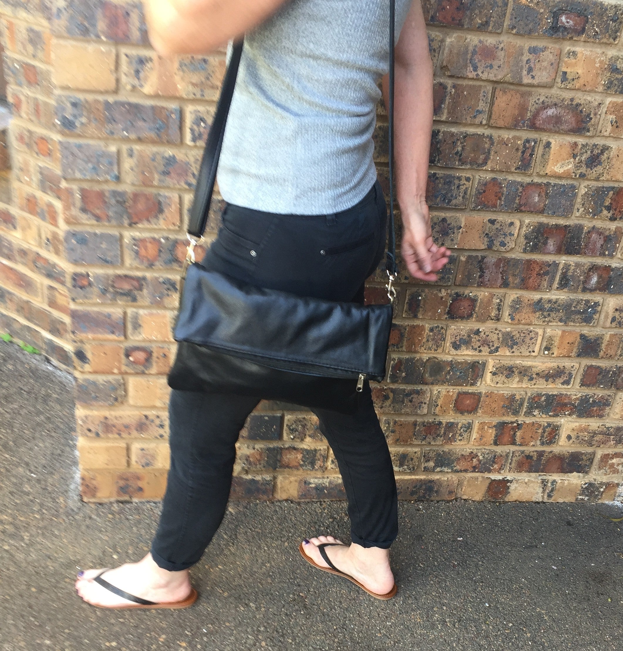 Leather Fold Over Messenger Handbag - Black | MIRELLE - South Africa - Mirelle Leather and Lifestyle