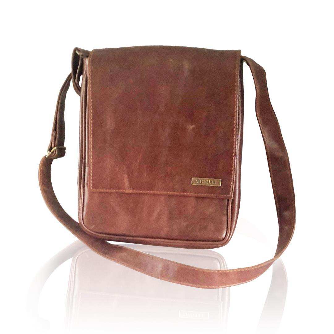 MIRELLE Genuine Leather Crossbody Sling Messenger Bag - Pecan Brown - MIRELLE Leather and Lifestyle