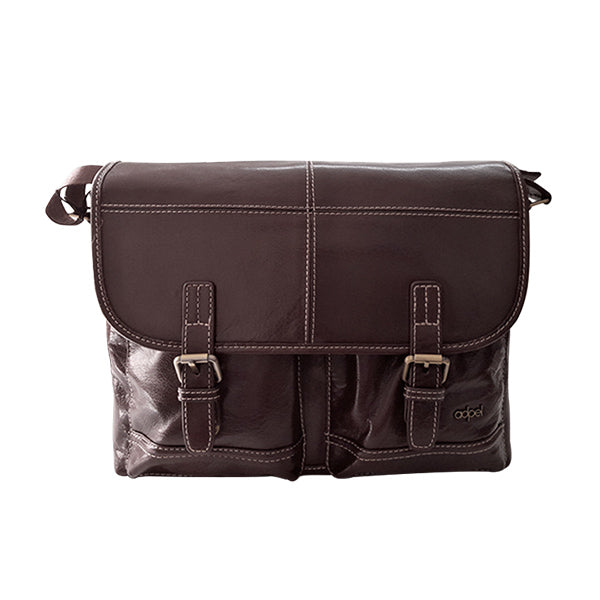 Trendy Messenger Laptop Bag - Genuine Leather - Brown MIRELLE