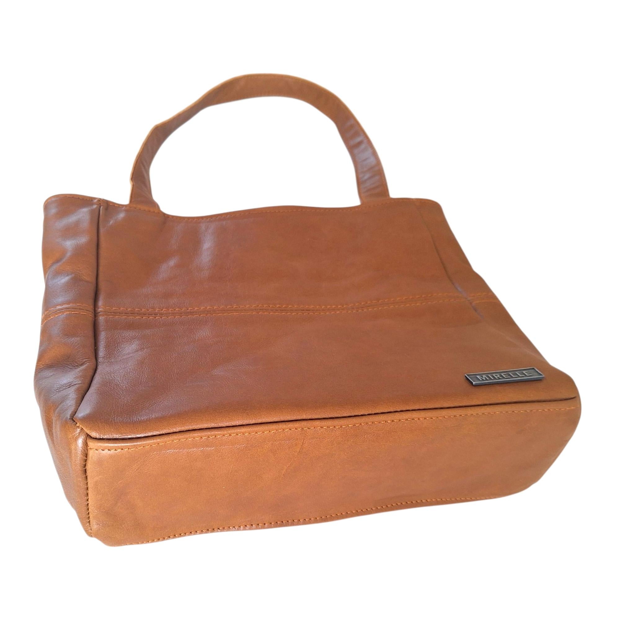 Leather Shopper Handbag With Outside Zipped Pocket - Medium | MIRELLE ZA Shopper Handbag Mirelle Leather and Lifestyle