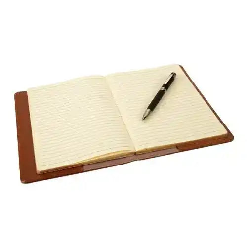Leather Slip on Notebook Cover with Refillable A5 Notebook - Gold Trim Pages | MIRELLE - South Africa - Mirelle Leather and Lifestyle