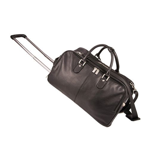 Memphis Leather Trolley Travel Bag - Black