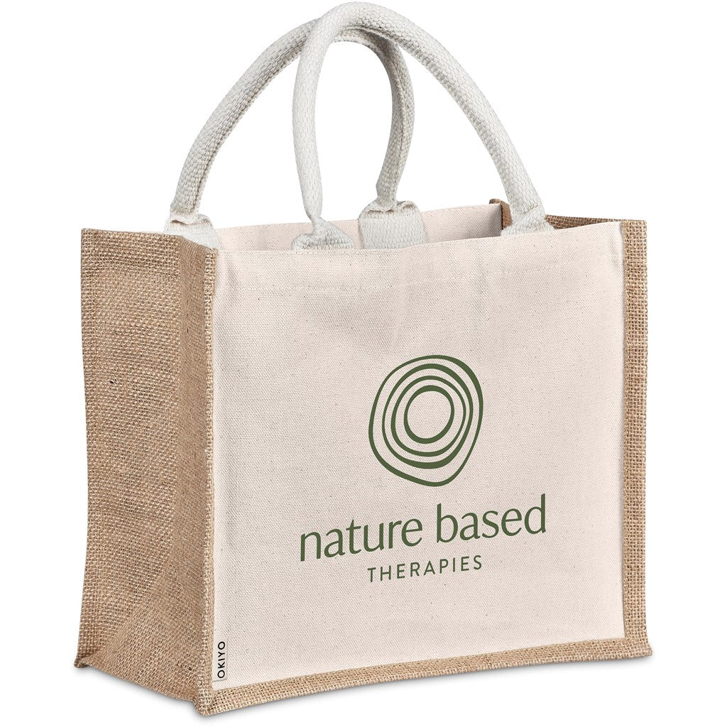 Okiyo Chinsai Midi Jute & Cotton Tote Mirelle Leather and Lifestyle
