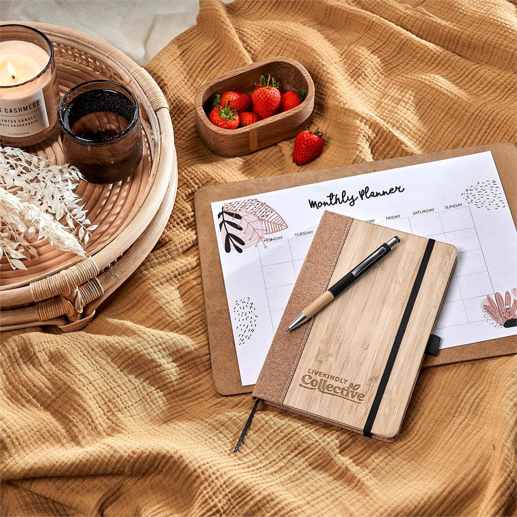 Okiyo Eri Bamboo & Cork Notebook & Pen Set ZA A5 Notebooks,Eco-Friendly Notebooks,Bamboo Products,Cork Products,Ideas for Work Mirelle Leather and Lifestyle