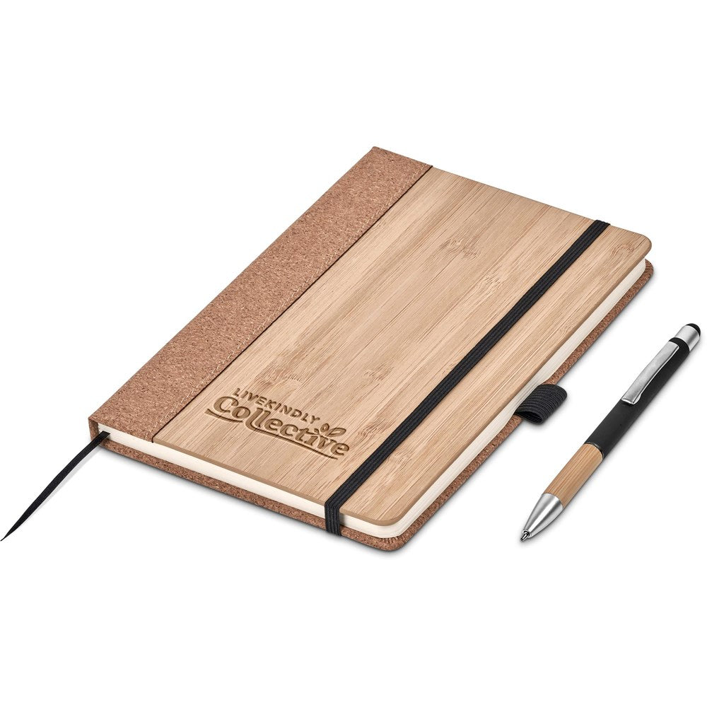 Okiyo Eri Bamboo & Cork Notebook & Pen Set ZA A5 Notebooks,Eco-Friendly Notebooks,Bamboo Products,Cork Products,Ideas for Work Mirelle Leather and Lifestyle