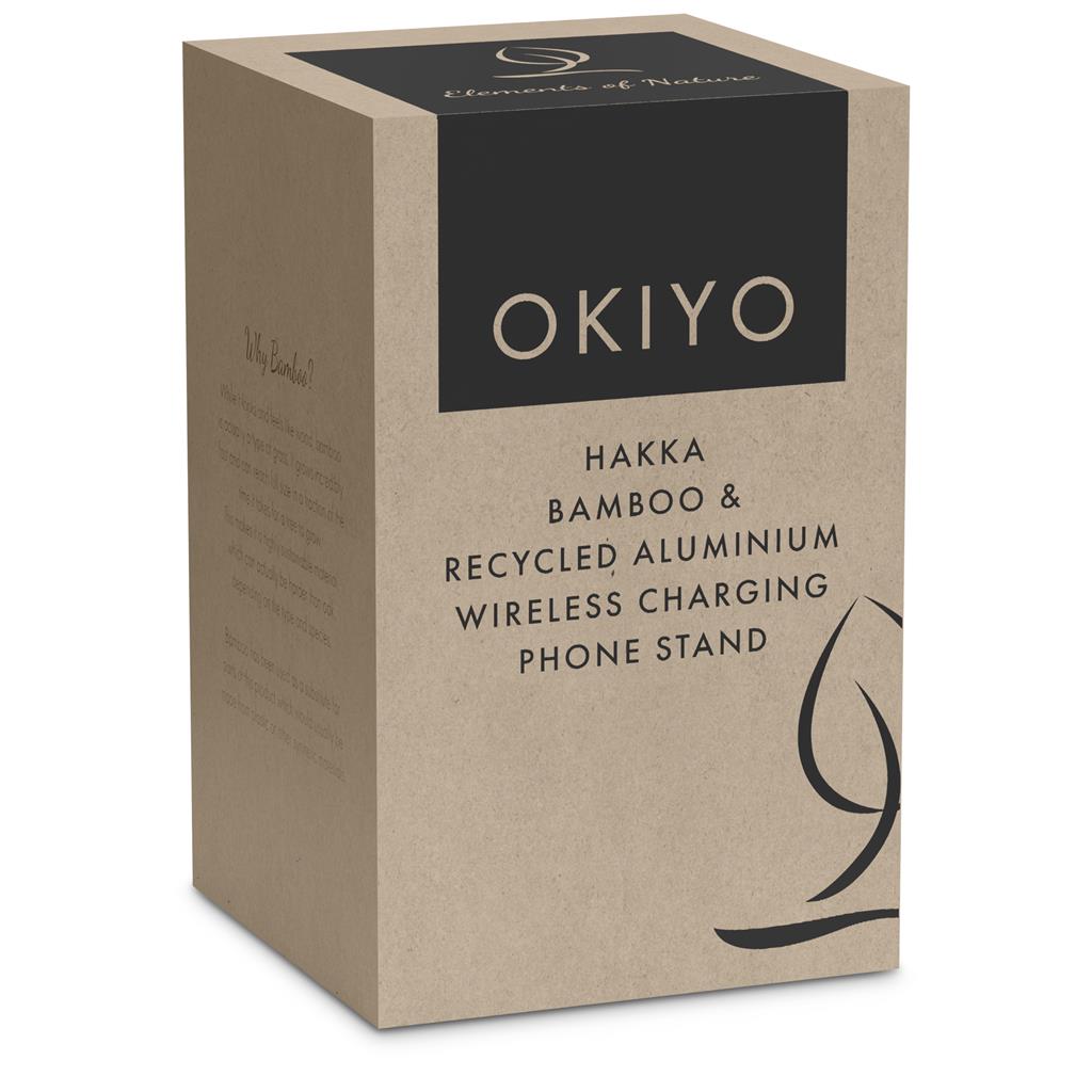 Okiyo Hakka Bamboo & Recycled Aluminium Wireless Charging Phone Stand Mirelle Leather and Lifestyle