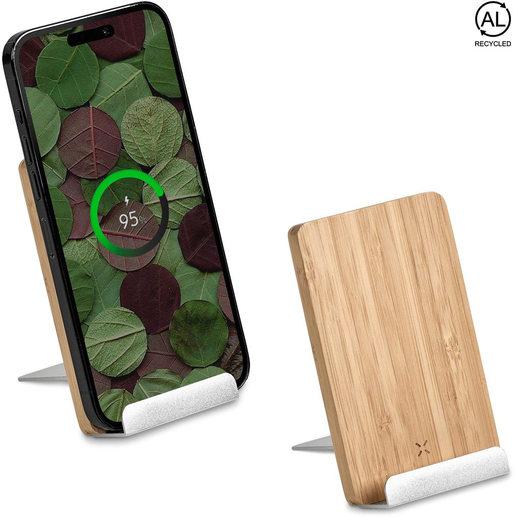 Okiyo Hakka Bamboo & Recycled Aluminium Wireless Charging Phone Stand Mirelle Leather and Lifestyle