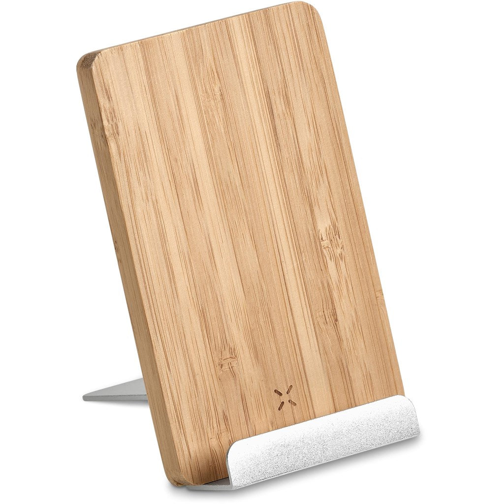 Okiyo Hakka Bamboo & Recycled Aluminium Wireless Charging Phone Stand Mirelle Leather and Lifestyle