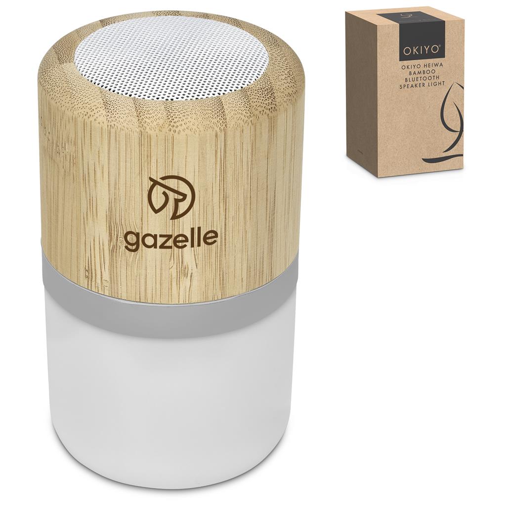 Okiyo Heiwa Bamboo Bluetooth Speaker & Night Light Mirelle Leather and Lifestyle