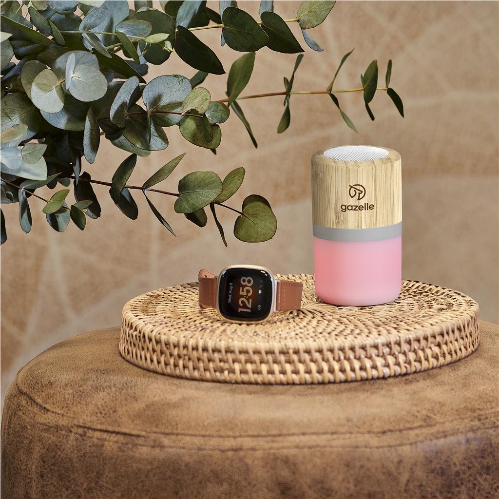 Okiyo Heiwa Bamboo Bluetooth Speaker & Night Light Mirelle Leather and Lifestyle