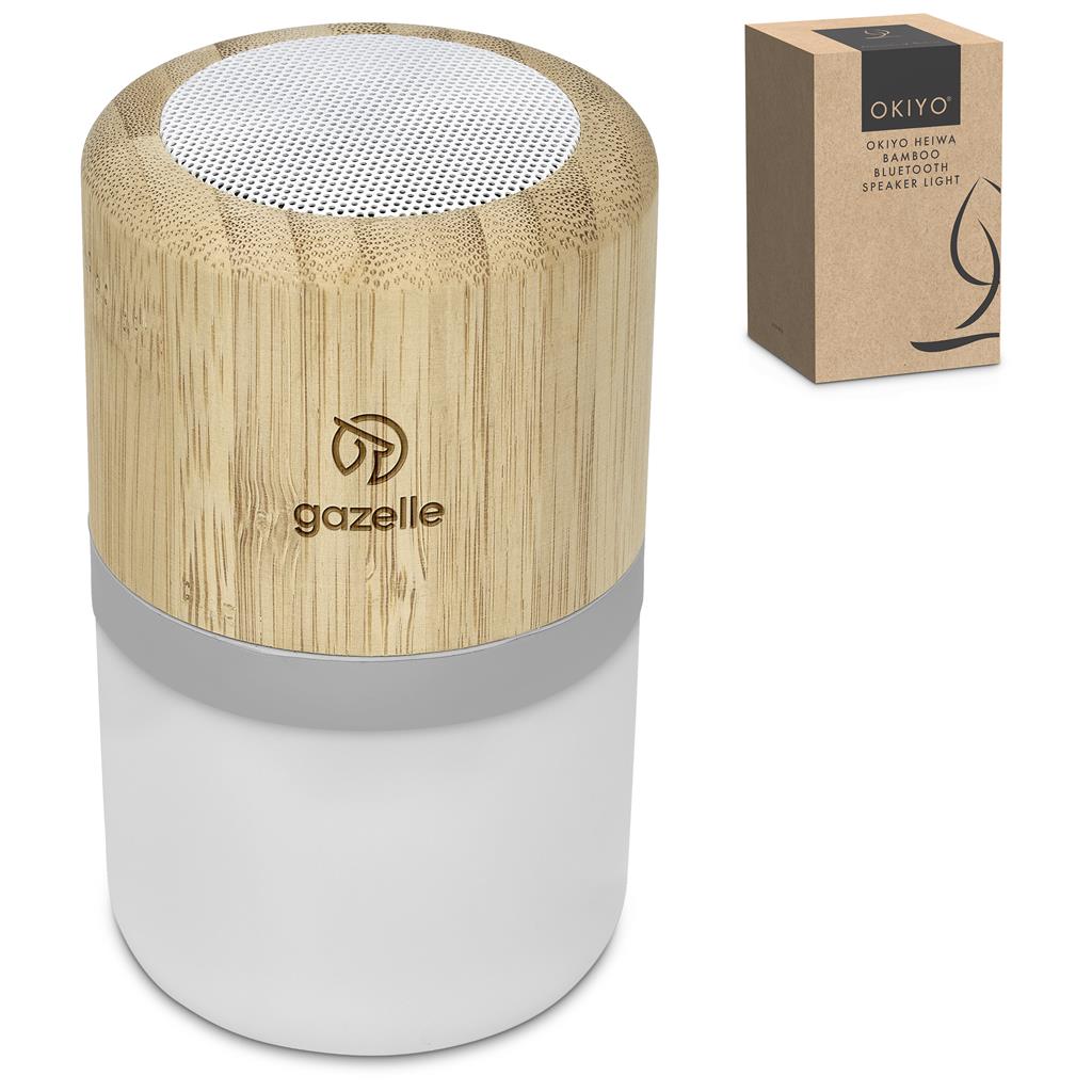 Okiyo Heiwa Bamboo Bluetooth Speaker & Night Light Mirelle Leather and Lifestyle