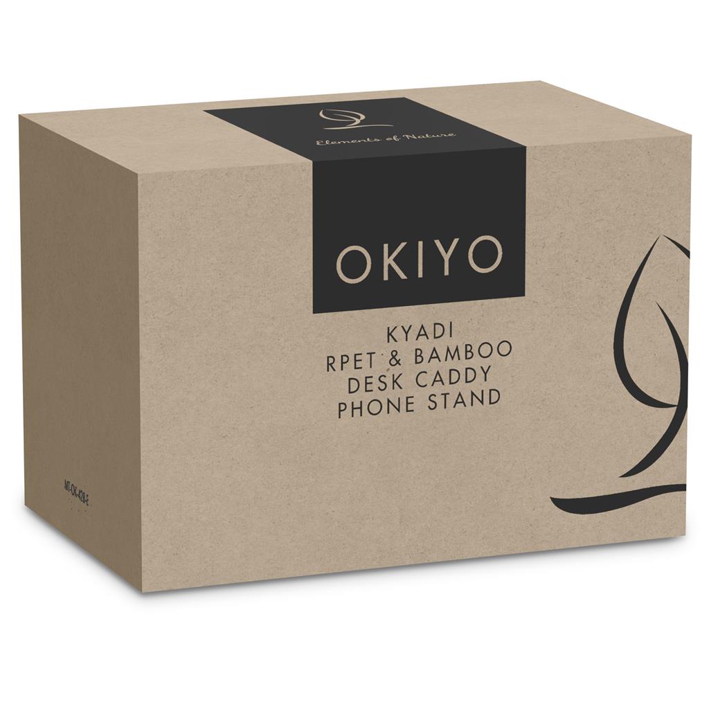 Okiyo Kyadi Recycled PET & Bamboo Desk Caddy Phone Stand Mirelle Leather and Lifestyle