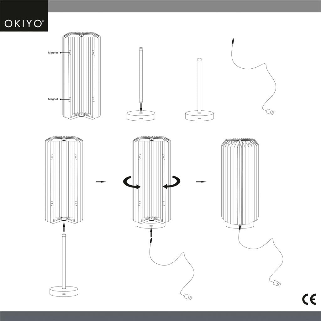Okiyo Masumi Wood & Paper LED Lamp Mirelle Leather and Lifestyle