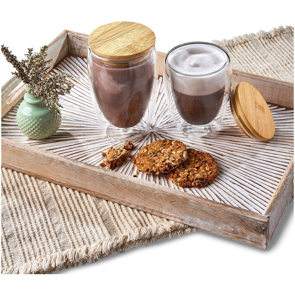Okiyo Moco Glass & Bamboo Double-Wall Cup - 350ml Mirelle Leather and Lifestyle