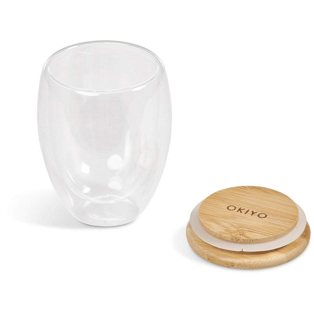 Okiyo Moco Glass & Bamboo Double-Wall Cup - 350ml Mirelle Leather and Lifestyle