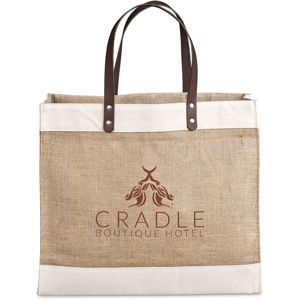 Okiyo Reza Jute & Cotton Tote with Leather Handles Mirelle Leather and Lifestyle