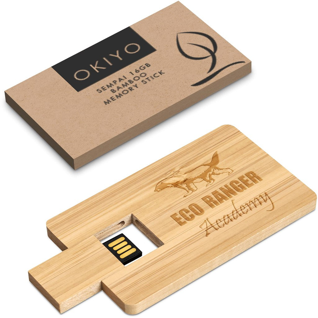 Okiyo Sempai Bamboo Flash Drive - 16GB - MIRELLE Leather and Lifestyle