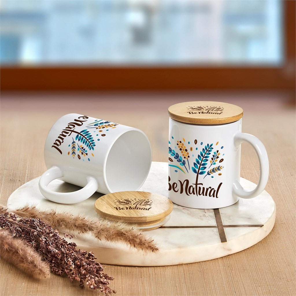 Okiyo Sozo Bamboo & Ceramic Sublimation Coffee Mug - 330ml Mirelle Leather and Lifestyle