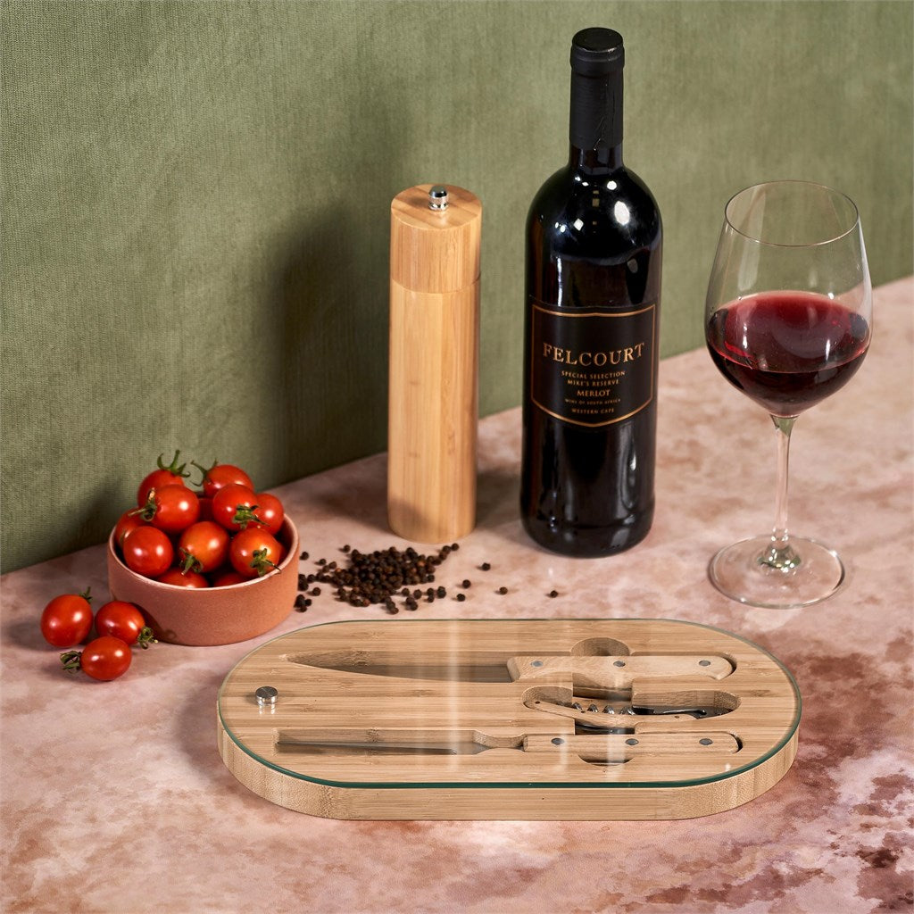 Okiyo Suraisu Bamboo Food & Wine Set Mirelle Leather and Lifestyle