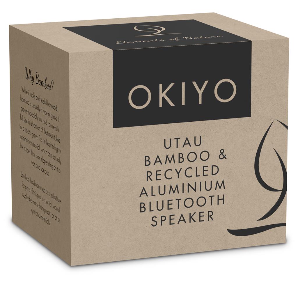 Okiyo Utau Bamboo & Recycled Aluminium Bluetooth Speaker Mirelle Leather and Lifestyle