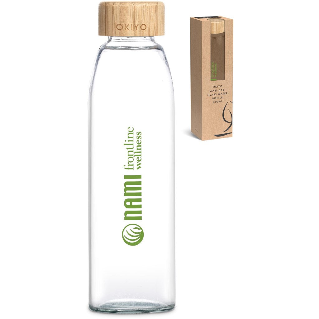 Okiyo Wabi-Sabi Glass Water Bottle - 500ml Mirelle Leather and Lifestyle