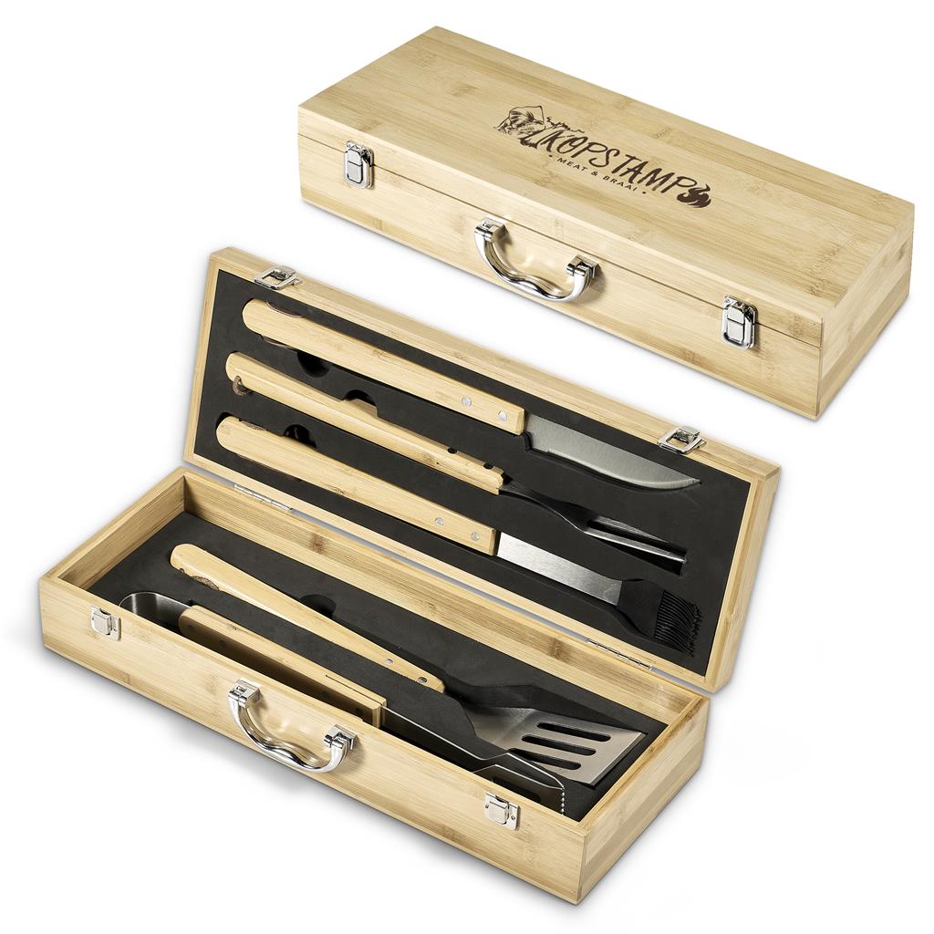 Okiyo Yakiniku Bamboo 5-Piece Braai Set Mirelle Leather and Lifestyle