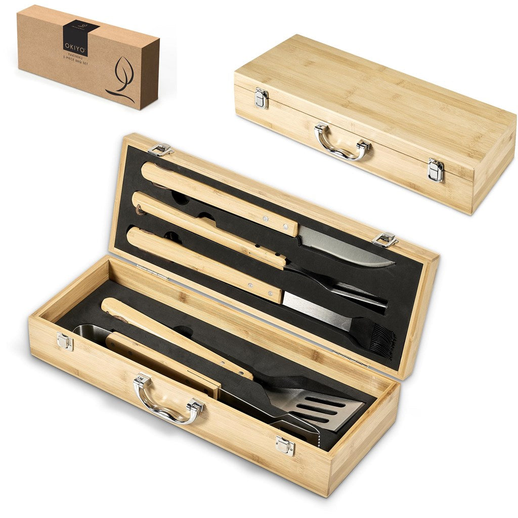 Okiyo Yakiniku Bamboo 5-Piece Braai Set Mirelle Leather and Lifestyle