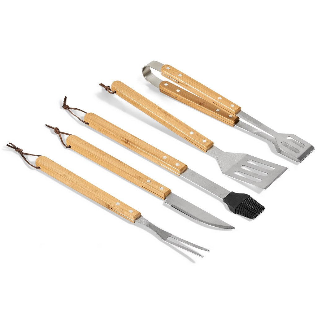 Okiyo Yakiniku Bamboo 5-Piece Braai Set Mirelle Leather and Lifestyle