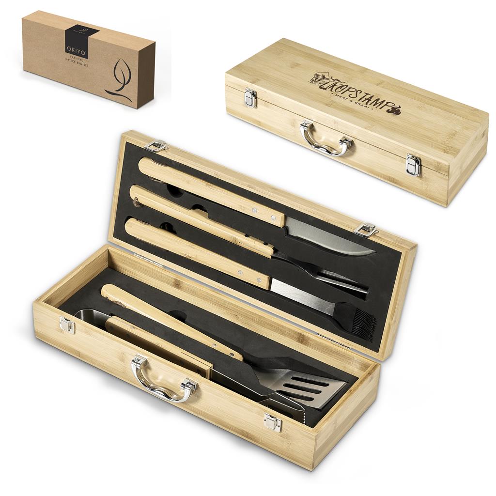 Okiyo Yakiniku Bamboo 5-Piece Braai Set Mirelle Leather and Lifestyle