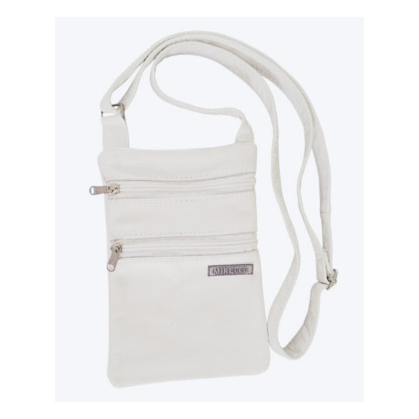 Leather 2-Pocket Crossbody Handbag - Genuine Leather Bag - White | MIRELLE → Featured Special Mirelle Leather and Lifestyle