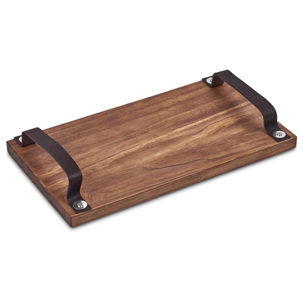 Serendipio Large Farm Style Wooden Tray with Leather Straps Mirelle Leather and Lifestyle