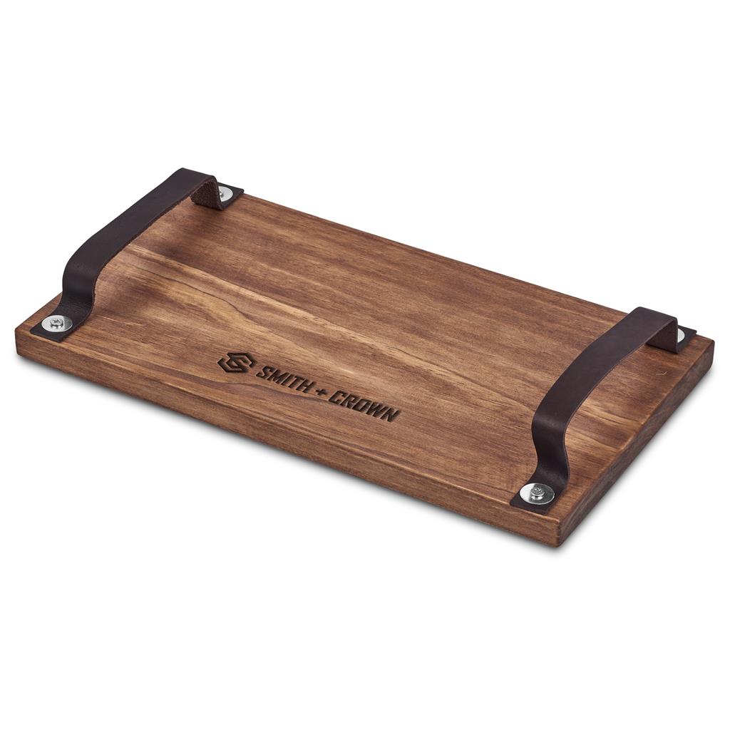 Serendipio Large Farm Style Wooden Tray with Leather Straps Mirelle Leather and Lifestyle
