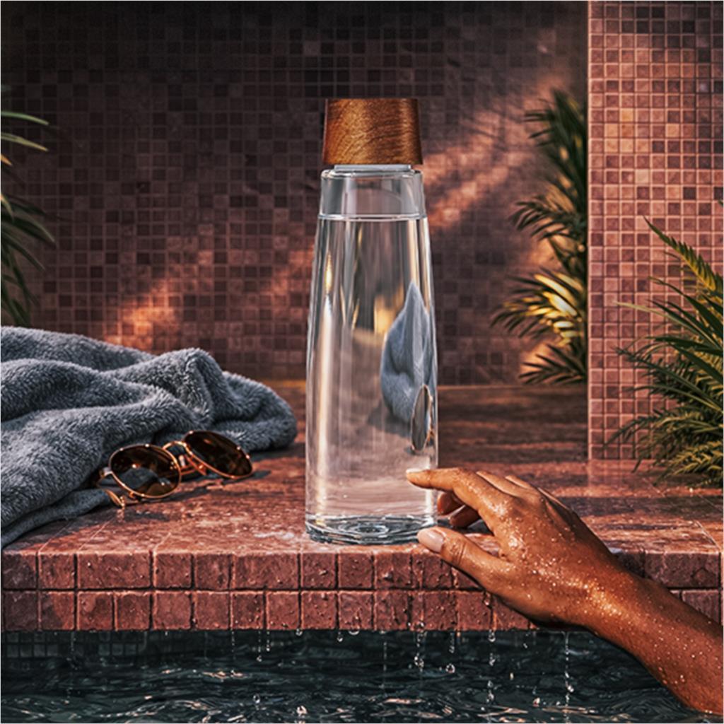 Serendipio Windermere Glass Water Bottle - 600ml Mirelle Leather and Lifestyle
