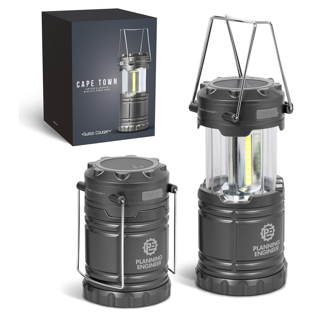 Swiss Cougar Cape Town Lantern & Wireless Charging Power Bank - 4,000mAh Mirelle Leather and Lifestyle
