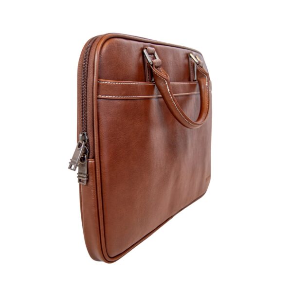 Vegan Leather Slim 15.4-inch Laptop Bag - Brown | MIRELLE