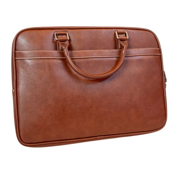 Vegan Leather Slim 15.4-inch Laptop Bag - Brown | MIRELLE