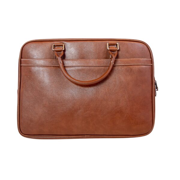 Vegan Leather Slim 15.4-inch Laptop Bag - Brown | MIRELLE