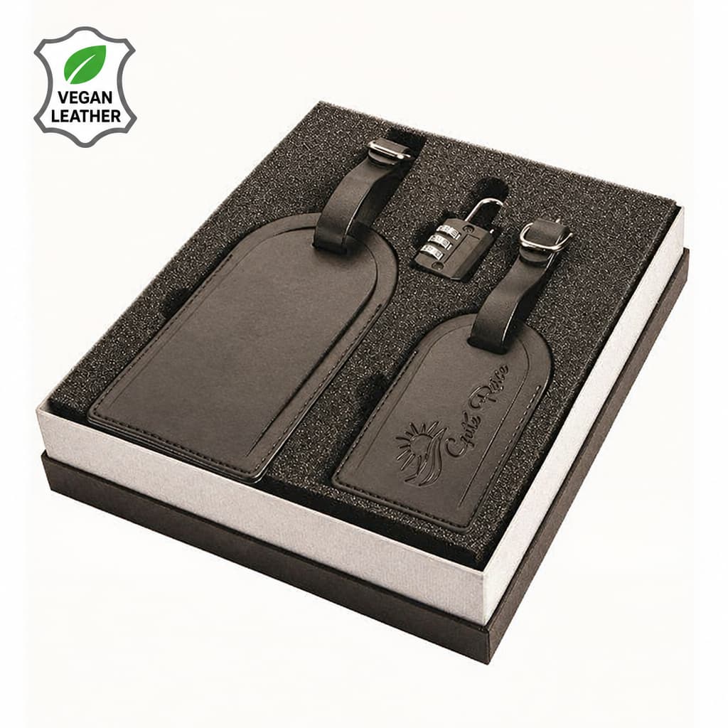 Vegan Leather Luggage Tags & Combination Lock Gift Set | MIRELLE