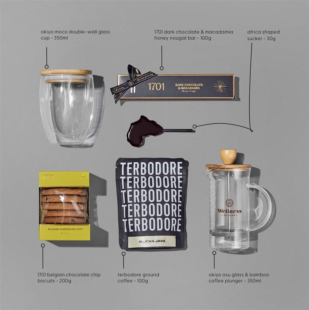 Yatta Premium Pleasures Hamper ZA Unisex Hampers,Coffee Hampers Mirelle Leather and Lifestyle