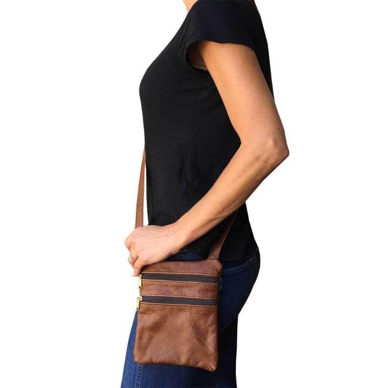 Mirelle Genuine Leather Mini 2 Pocket Crossbody Handbag - Mirelle Leather and Lifestyle