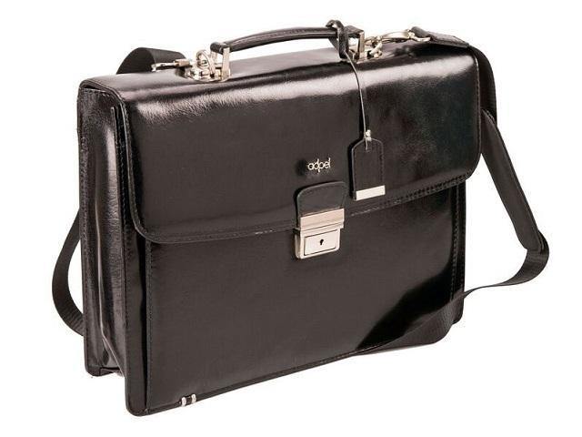 Adpel Fabio 15.4" Leather Laptop Briefcase | Keylock | Black - Mirelle Leather and Lifestyle