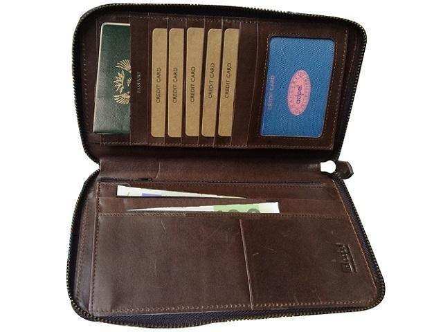 Genuine Leather Dakota Travel Wallet | Zipped Closure | Passport Holder - MIRELLE Leather and Lifestyle