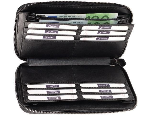 Genuine Leather Multi Holder Wallet Purse With 3 Bank Note Sections - Black - Mirelle Leather and Lifestyle