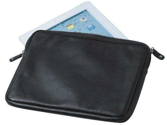 iPad Genuine Leather Carry Case - Leather Slip on cover with Top Zipper Opening - Black - Mirelle Leather and Lifestyle