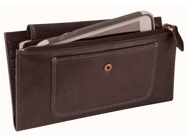 Ladies Genuine Leather Purse with Press Button Closure - Brown - MIRELLE Leather and Lifestyle